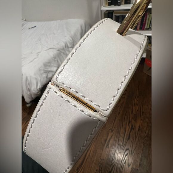 Rachel Comey Rider Circle Bag Ivory White Leather Round Brass Top Handle Rare - Picture 15 of 15